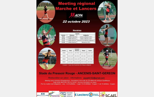 Finale challenge régional de marche et meeting de lancers U18 et plus à Ancenis